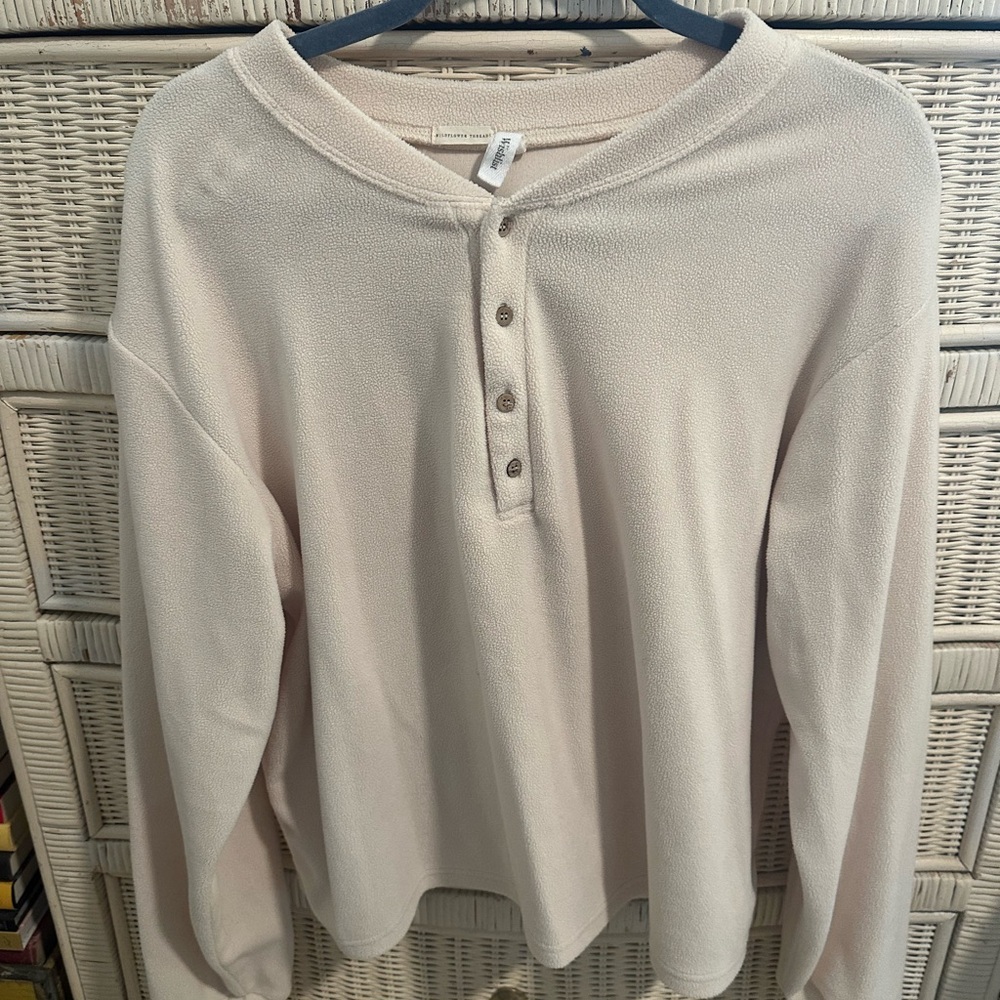 cream fleece henley top
